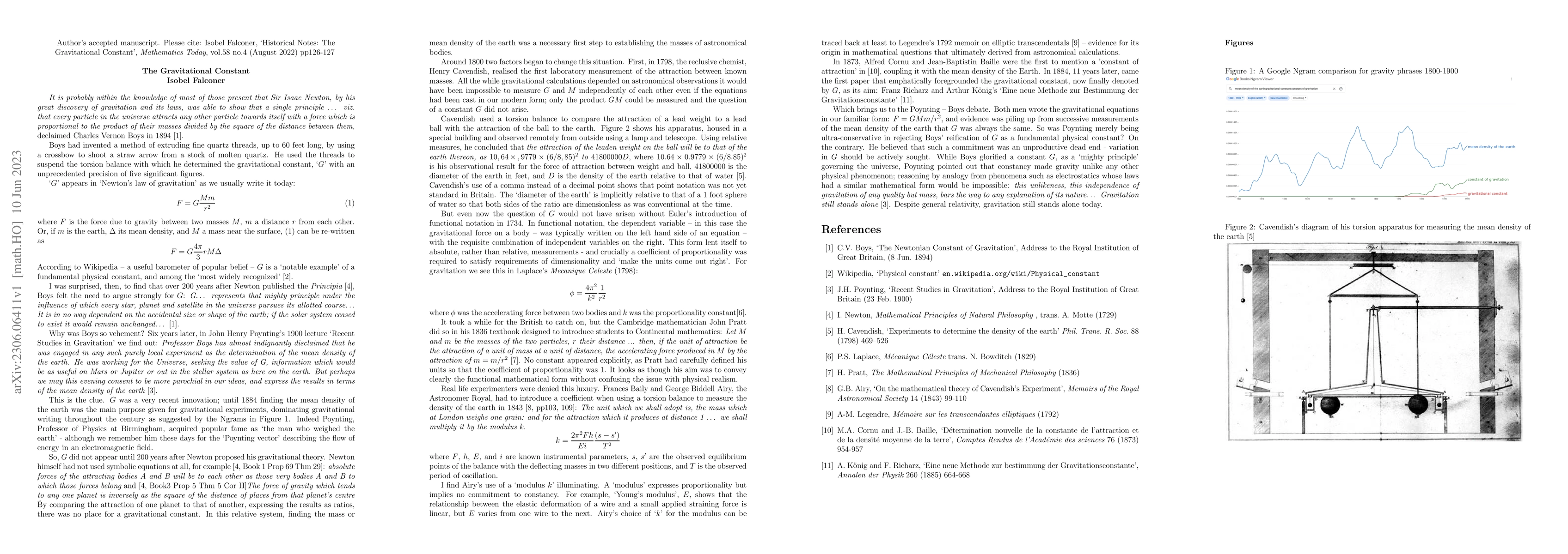 Thumbnail for Historical Notes: The Gravitational Constant