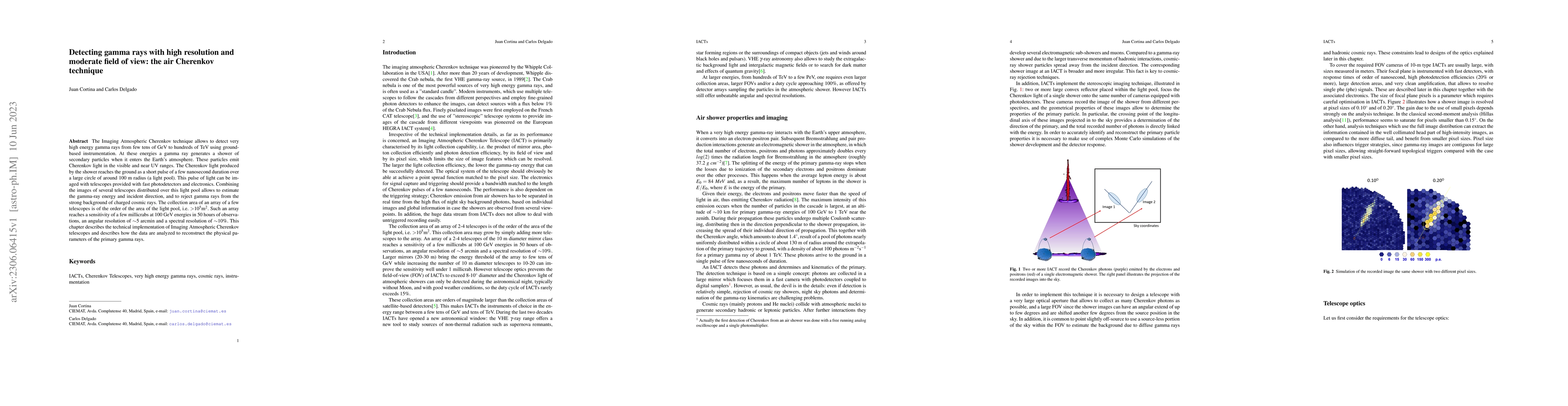 Thumbnail for Detecting gamma rays with high resolution and moderate field of view:
  the air Cherenkov technique