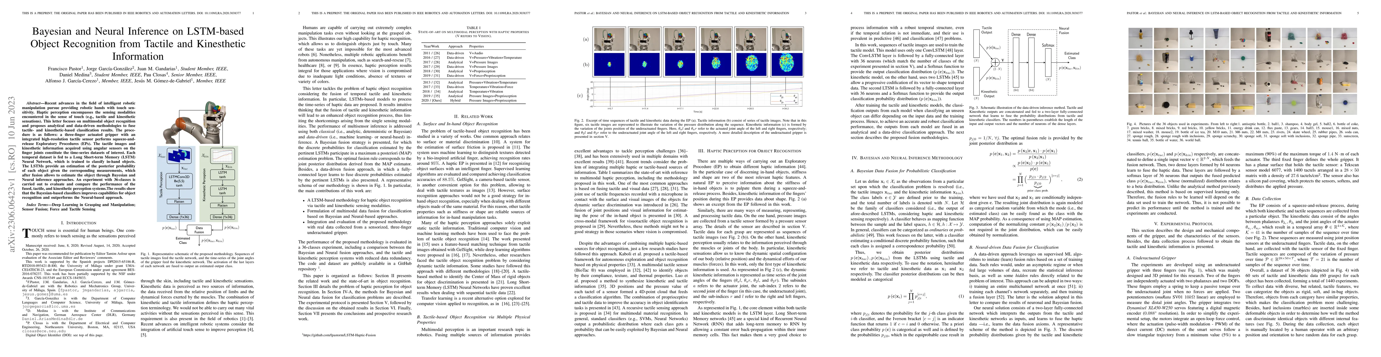 Thumbnail for Bayesian and Neural Inference on LSTM-based Object Recognition from
  Tactile and Kinesthetic Information