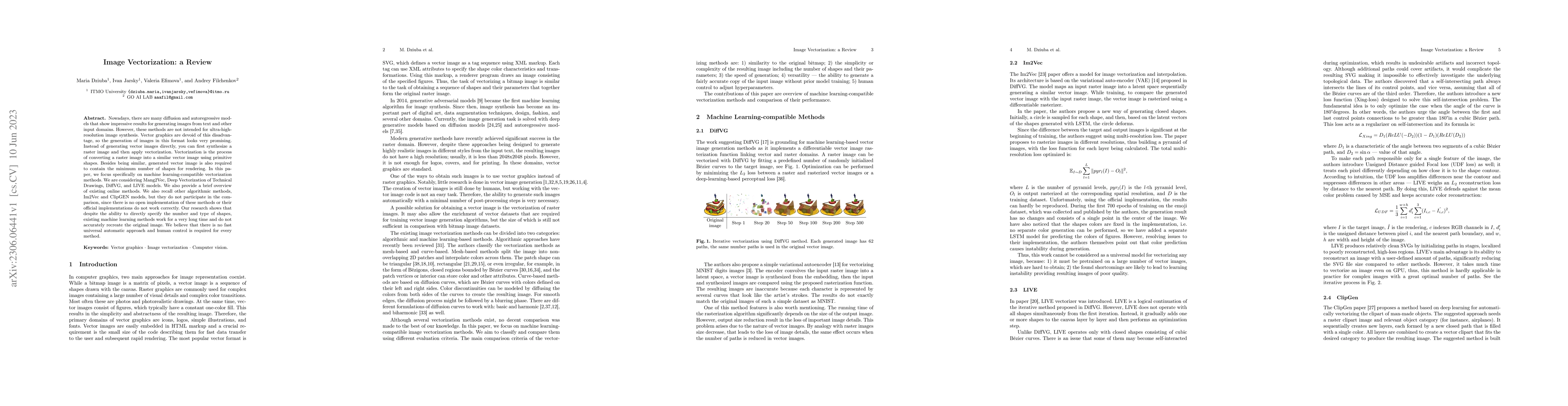 Thumbnail for Image Vectorization: a Review