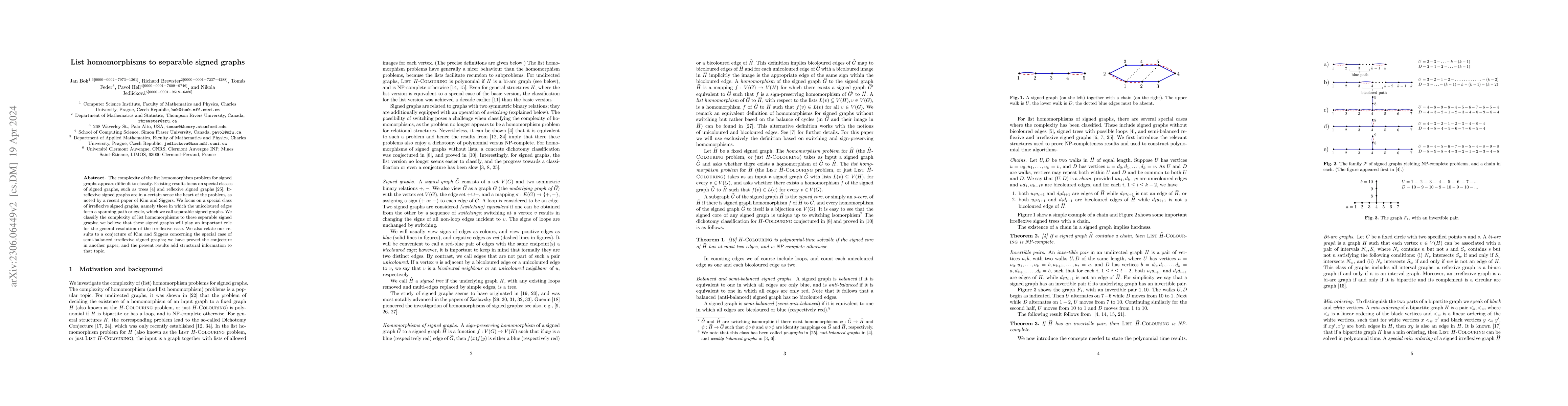 Thumbnail for List homomorphisms to separable signed graphs