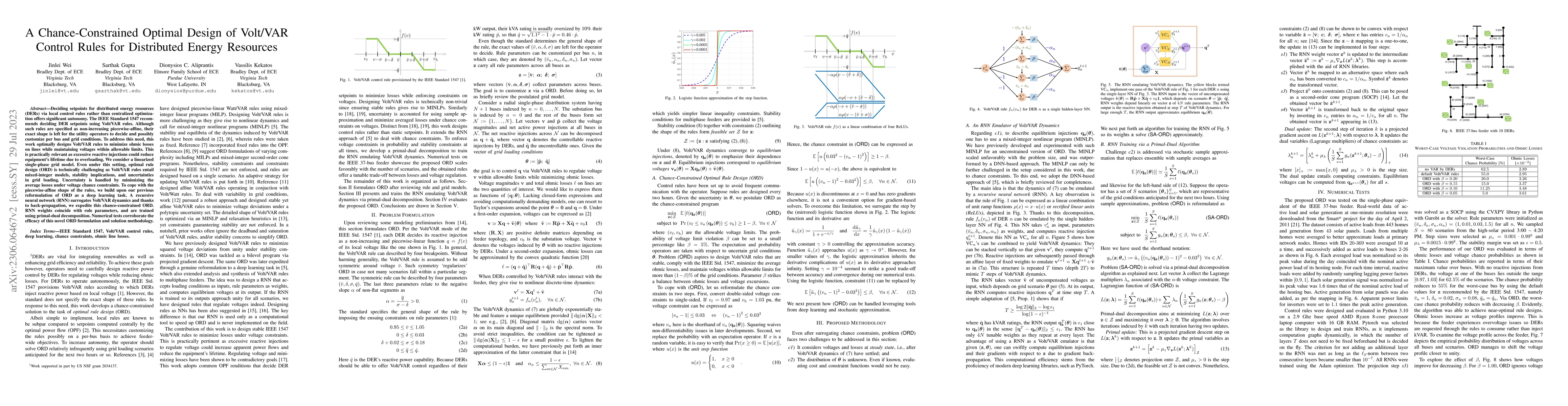 Thumbnail for A Chance-Constrained Optimal Design of Volt/VAR Control Rules for
  Distributed Energy Resources