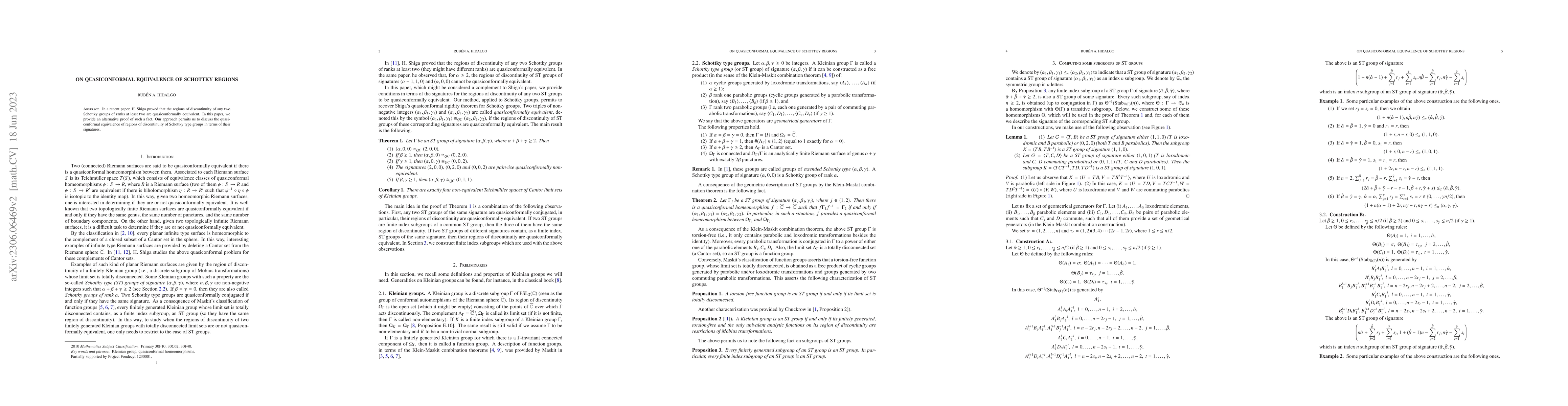 Thumbnail for On quasiconformal equivalence of Schottky regions