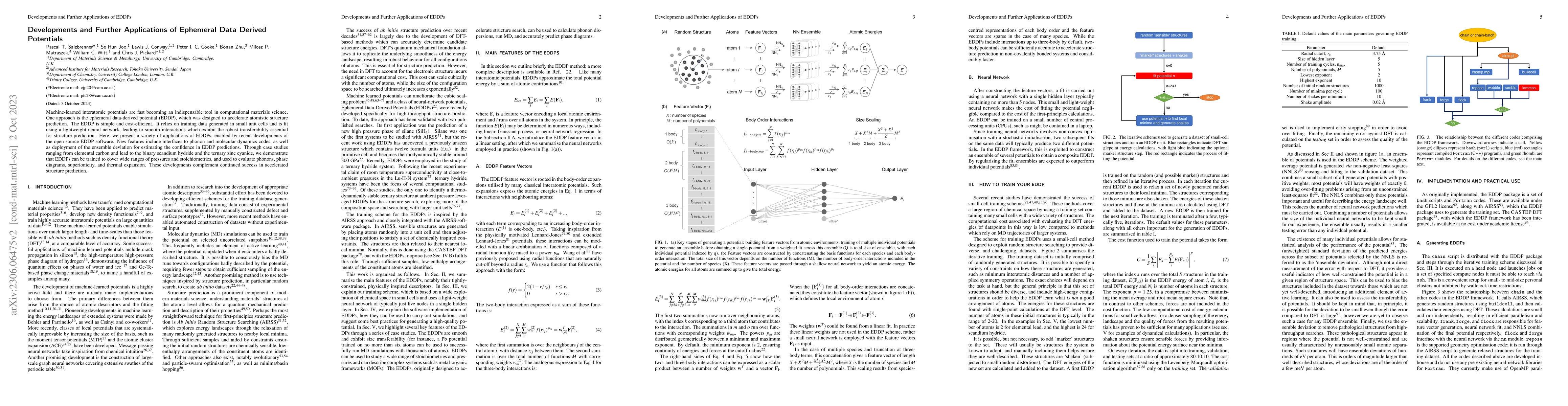 Thumbnail for Developments and Further Applications of Ephemeral Data Derived
  Potentials