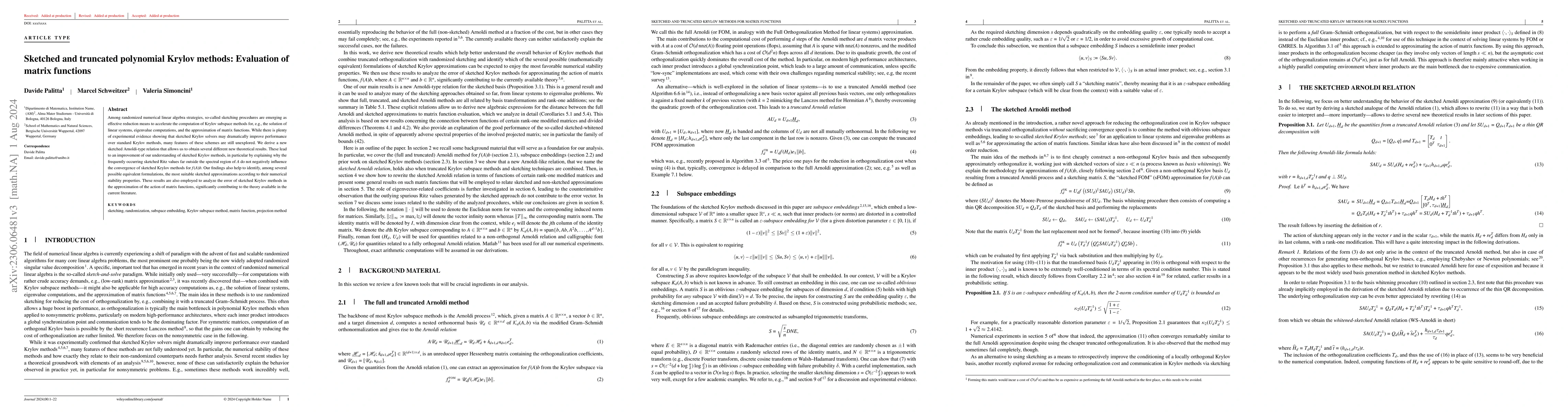 Thumbnail for Sketched and truncated polynomial Krylov methods: Evaluation of matrix
  functions