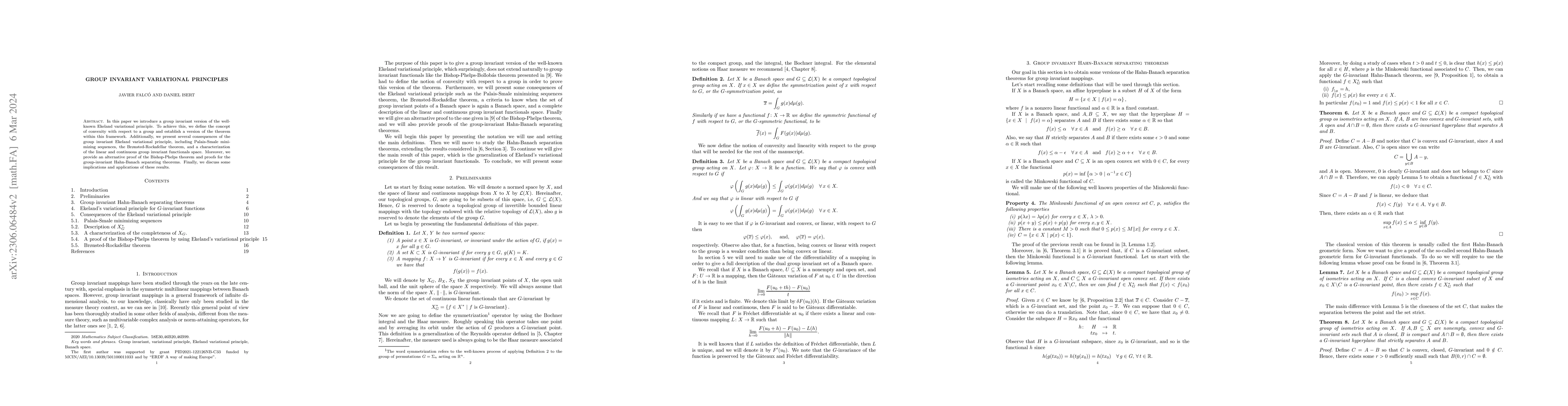 Thumbnail for Group invariant variational principles