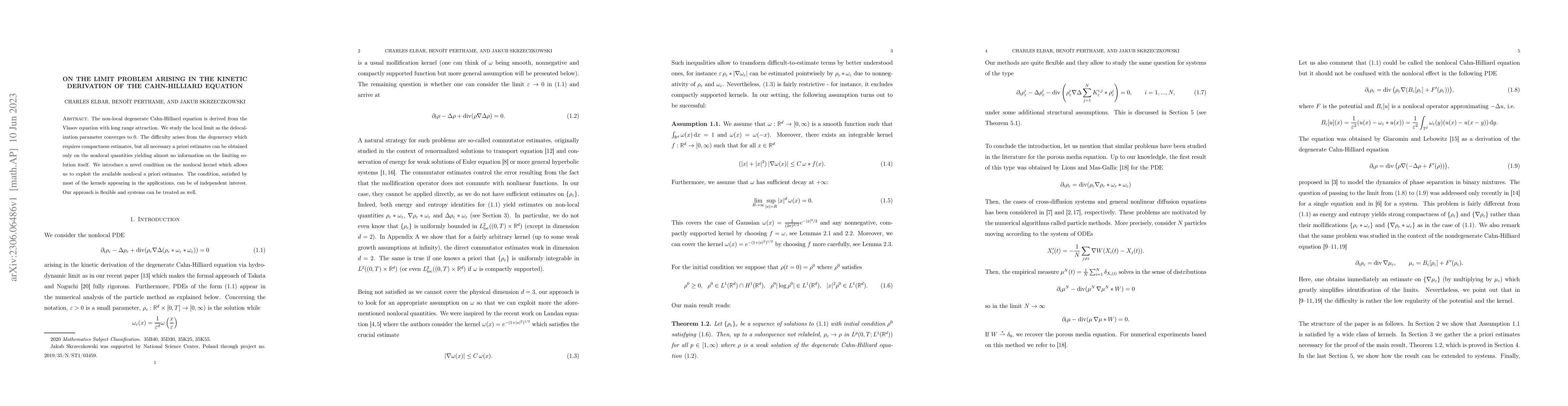 Thumbnail for On the limit problem arising in the kinetic derivation of the
  Cahn-Hilliard equation