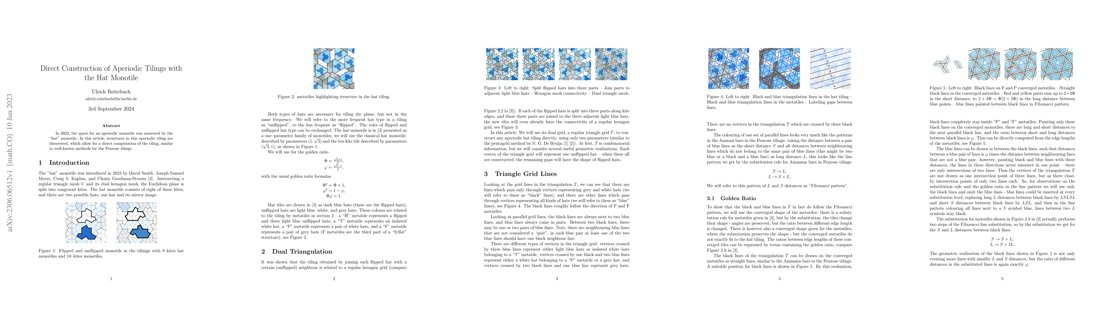 Thumbnail for Direct Construction of Aperiodic Tilings with the Hat Monotile