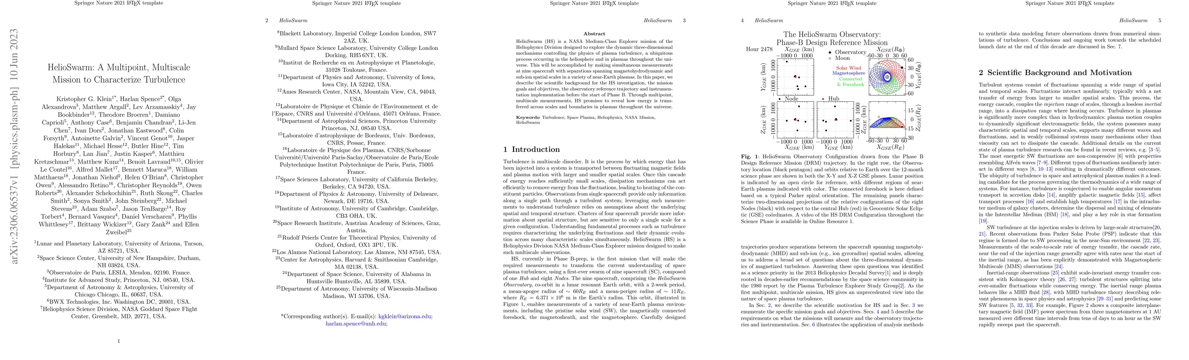 Thumbnail for HelioSwarm: A Multipoint, Multiscale Mission to Characterize Turbulence