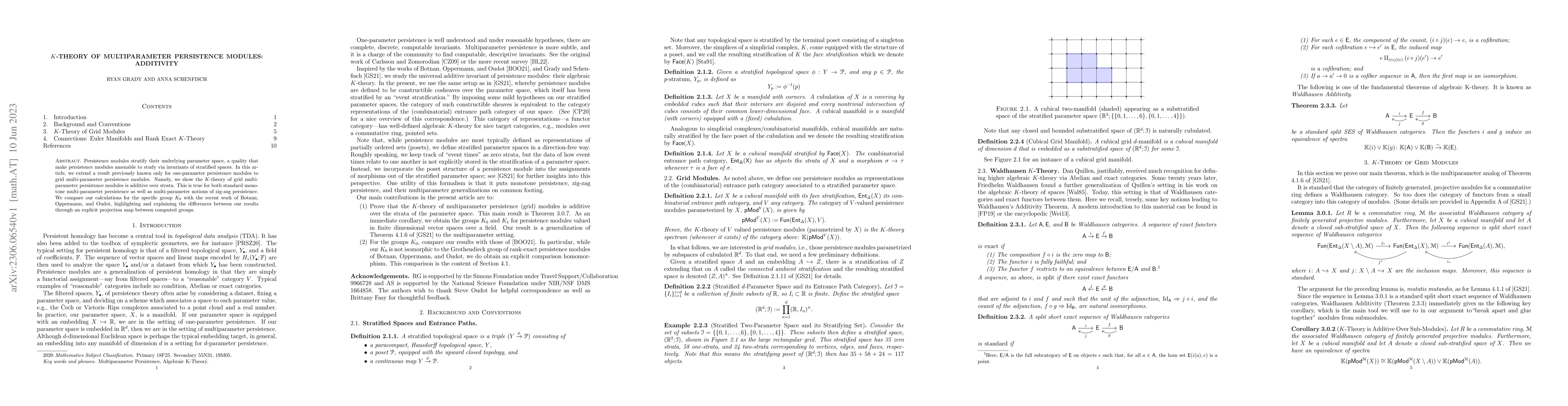 Thumbnail for K-Theory of Multi-parameter Persistence Modules: Additivity