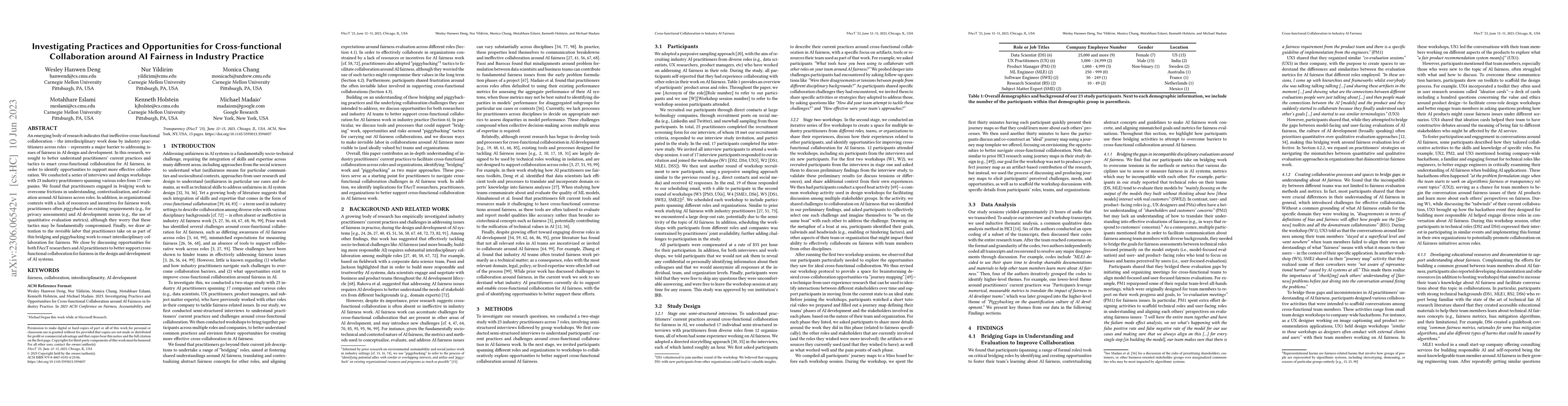 Thumbnail for Investigating Practices and Opportunities for Cross-functional
  Collaboration around AI Fairness in Industry Practice