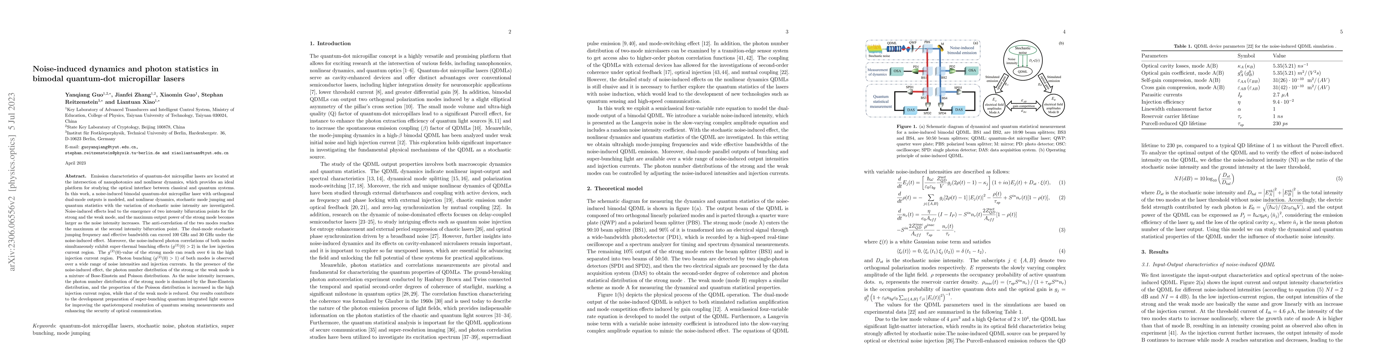 Thumbnail for Noise-induced dynamics and photon statistics in bimodal quantum-dot
  micropillar lasers