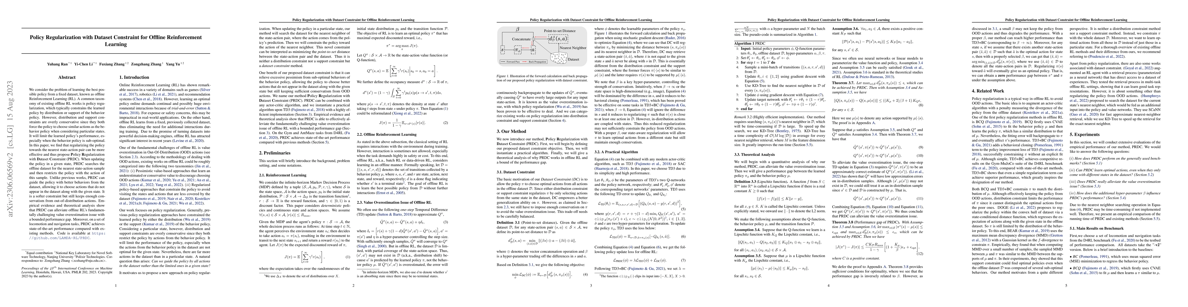 Thumbnail for Policy Regularization with Dataset Constraint for Offline Reinforcement
  Learning
