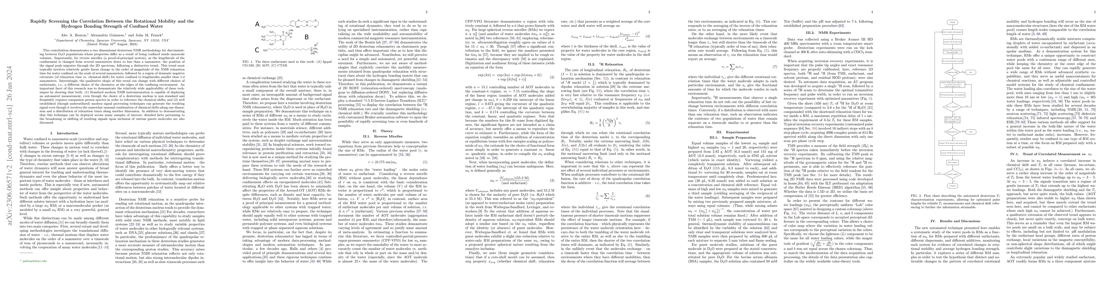Thumbnail for Rapidly Screening the Correlation Between the Rotational Mobility and
  the Hydrogen Bonding Strength of Confined Water