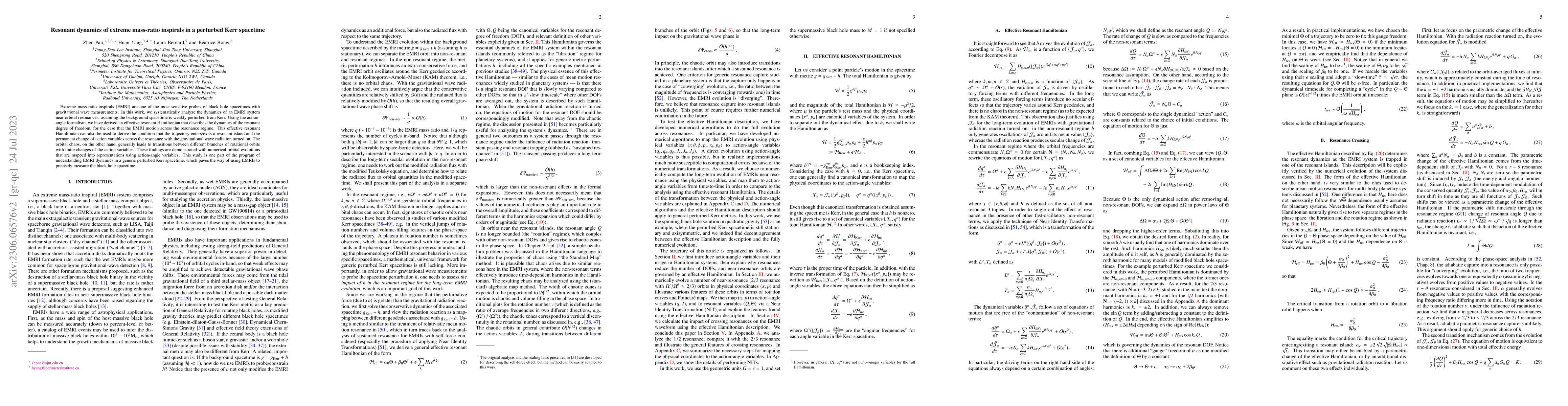 Thumbnail for Resonant dynamics of extreme mass-ratio inspirals in a perturbed Kerr
  spacetime
