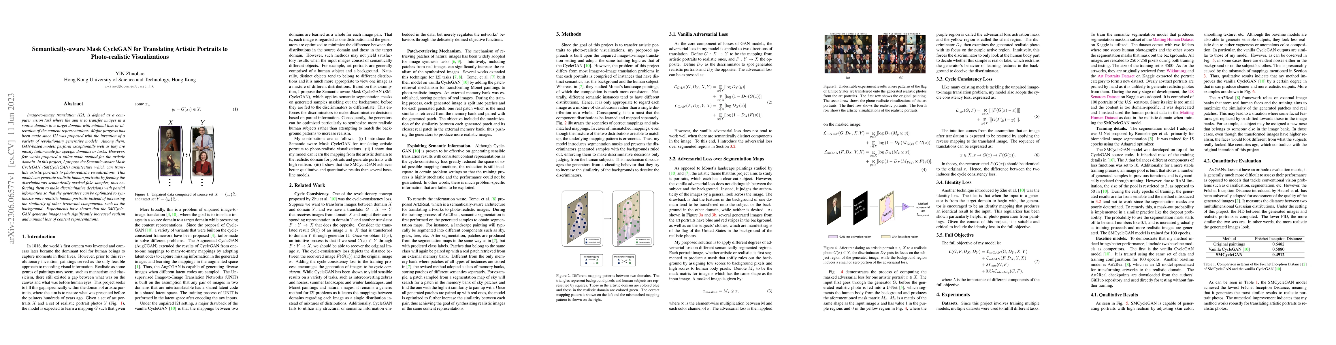 Thumbnail for Semantically-aware Mask CycleGAN for Translating Artistic Portraits to
  Photo-realistic Visualizations