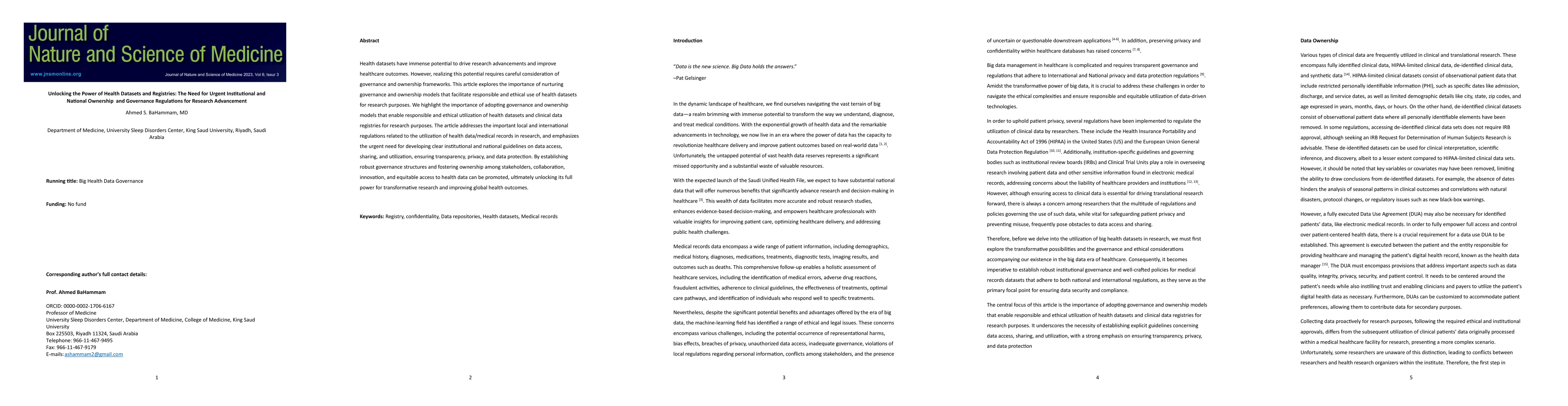 Thumbnail for Unlocking the Power of Health Datasets and Registries: The Need for
  Urgent Institutional and National Ownership and Governance Regulations for
  Research Advancement