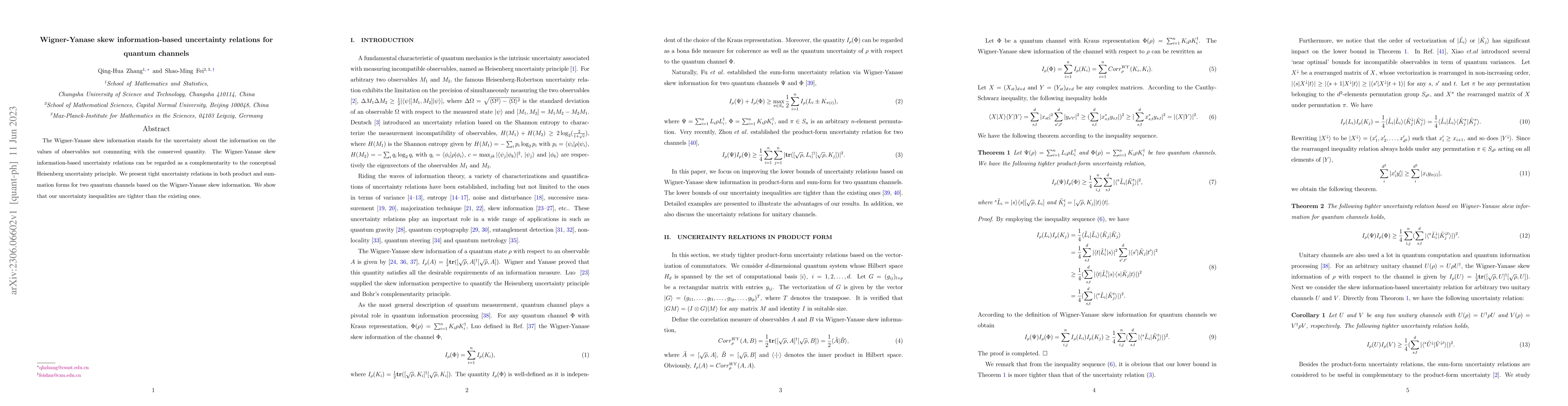 Thumbnail for Wigner-Yanase skew information-based uncertainty relations for quantum
  channels