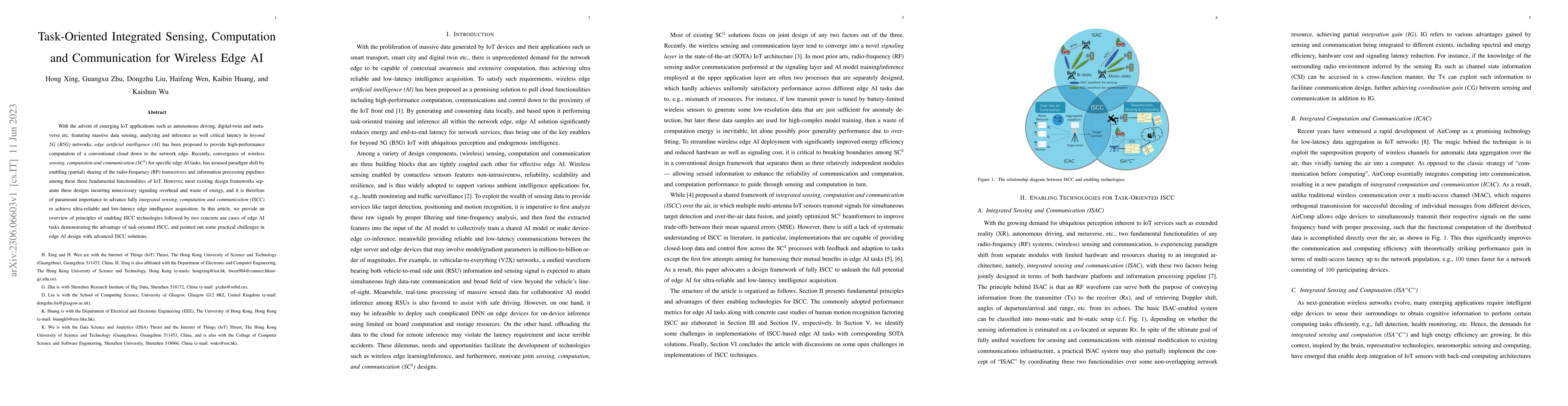 Thumbnail for Task-Oriented Integrated Sensing, Computation and Communication for
  Wireless Edge AI