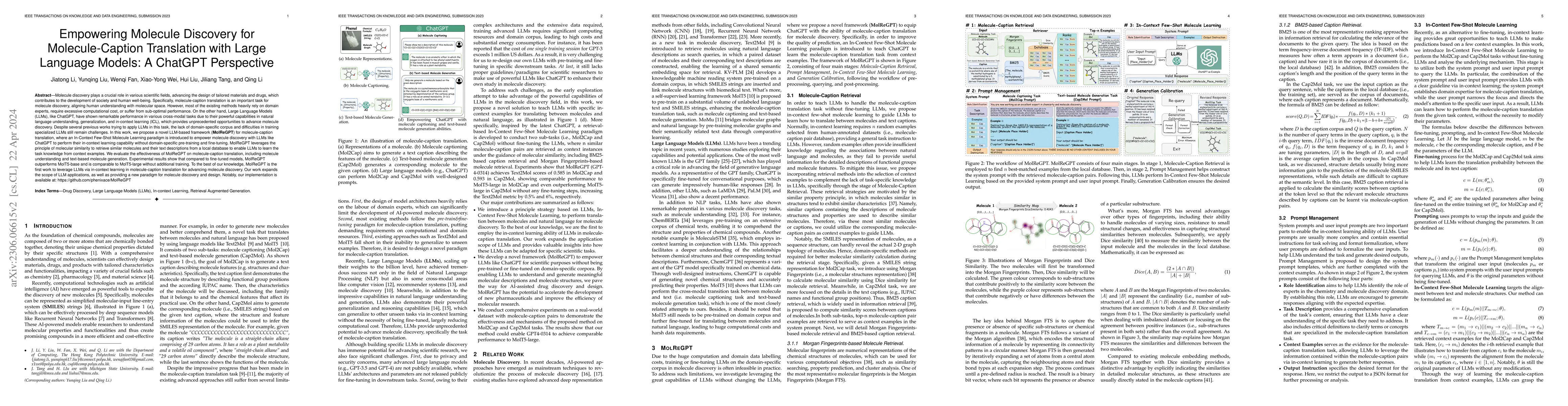 Thumbnail for Empowering Molecule Discovery for Molecule-Caption Translation with
  Large Language Models: A ChatGPT Perspective