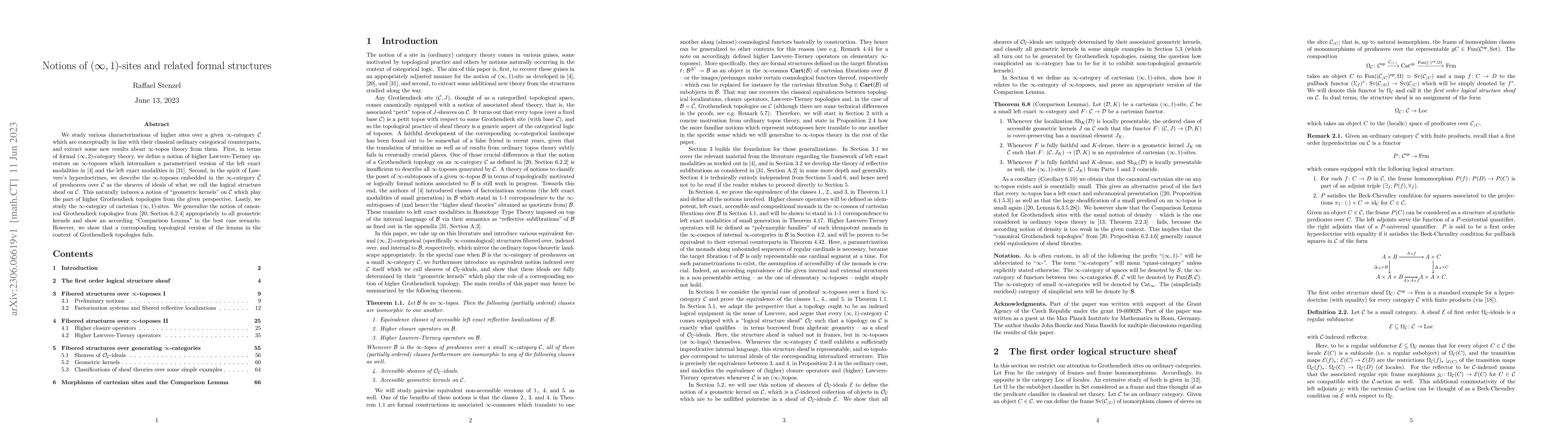 Thumbnail for Notions of $(\infty,1)$-sites and related formal structures