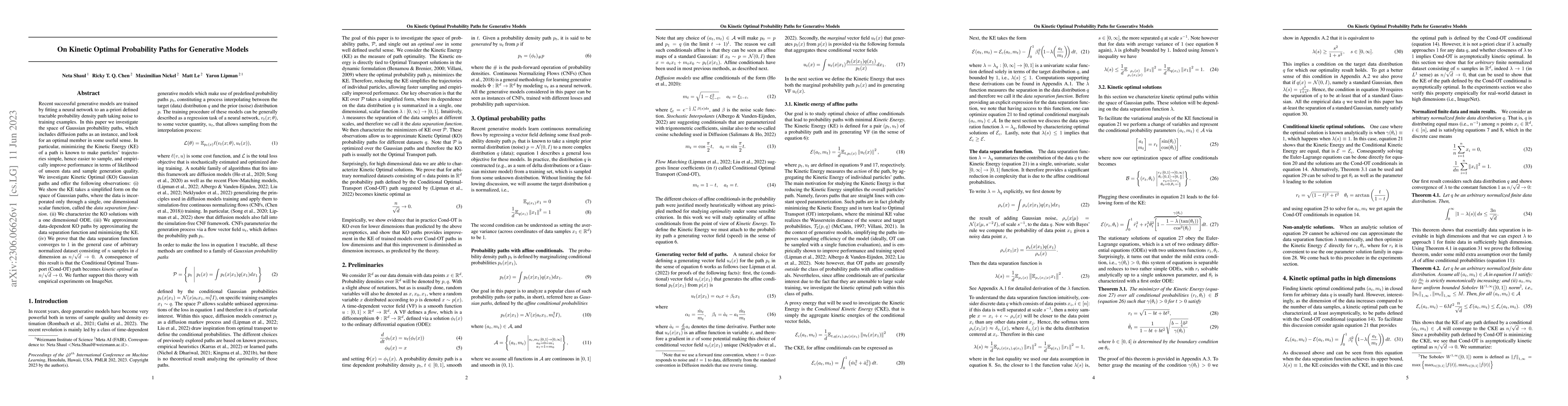 Thumbnail for On Kinetic Optimal Probability Paths for Generative Models