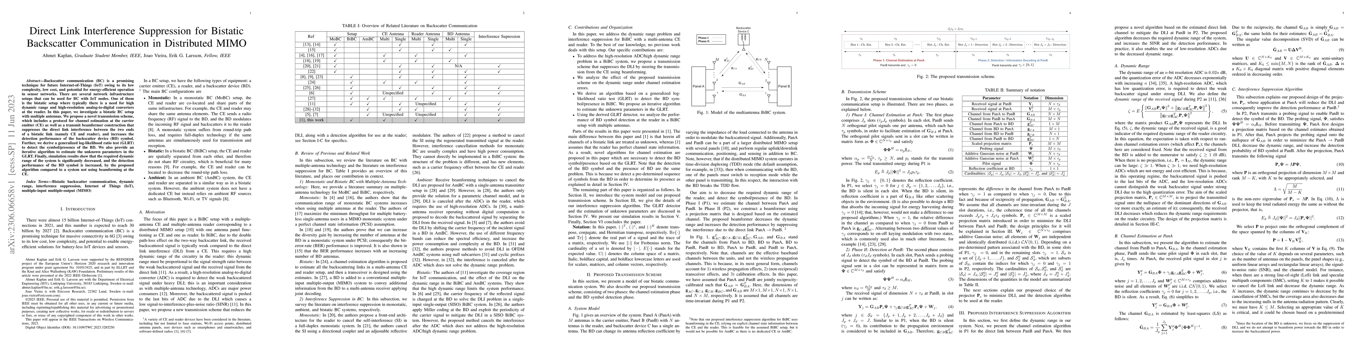 Thumbnail for Direct Link Interference Suppression for Bistatic Backscatter
  Communication in Distributed MIMO