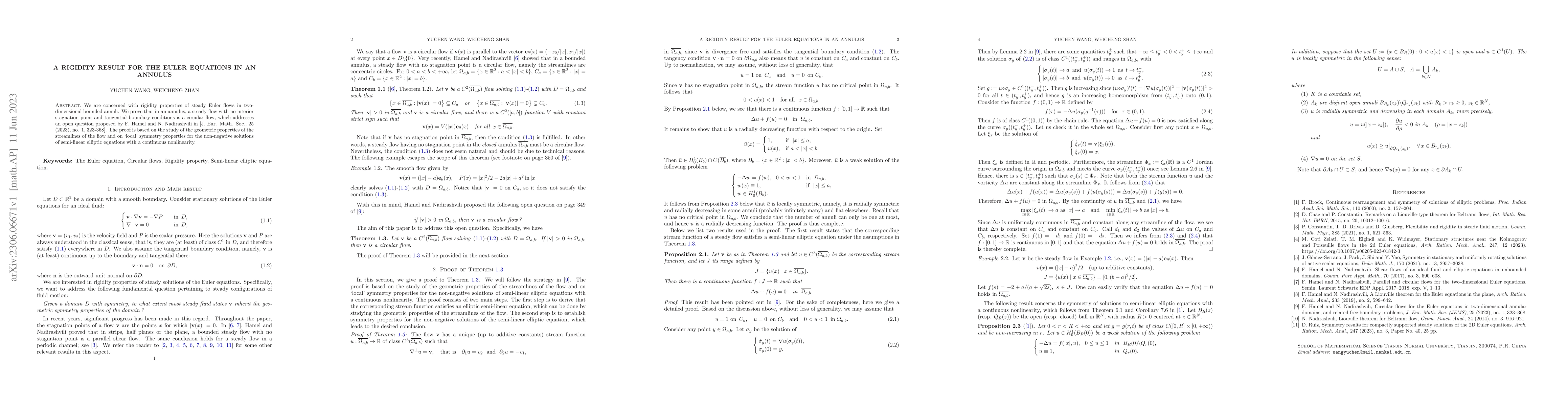 Thumbnail for A rigidity result for the Euler equations in an annulus
