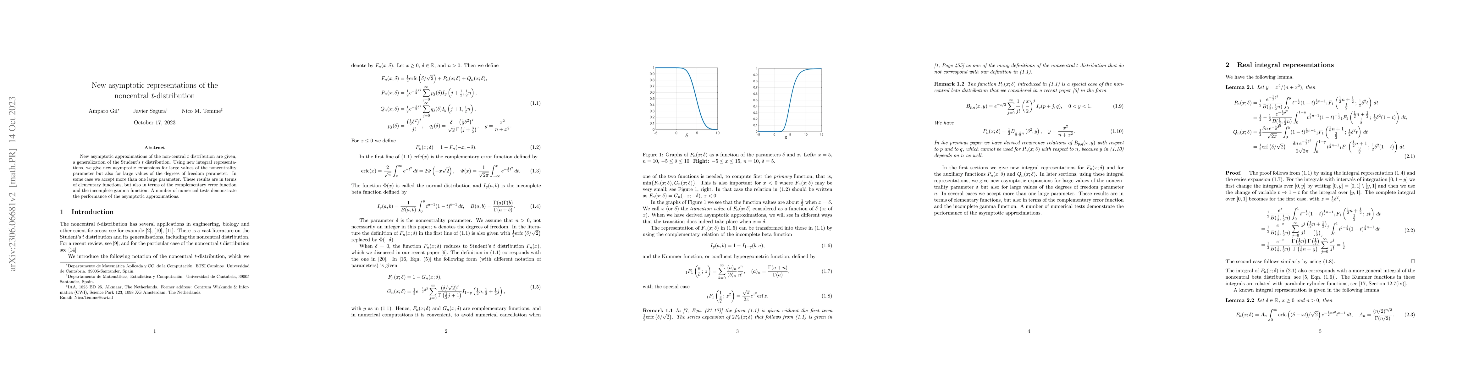 Thumbnail for New asymptotic representations of the noncentral $t$-distribution