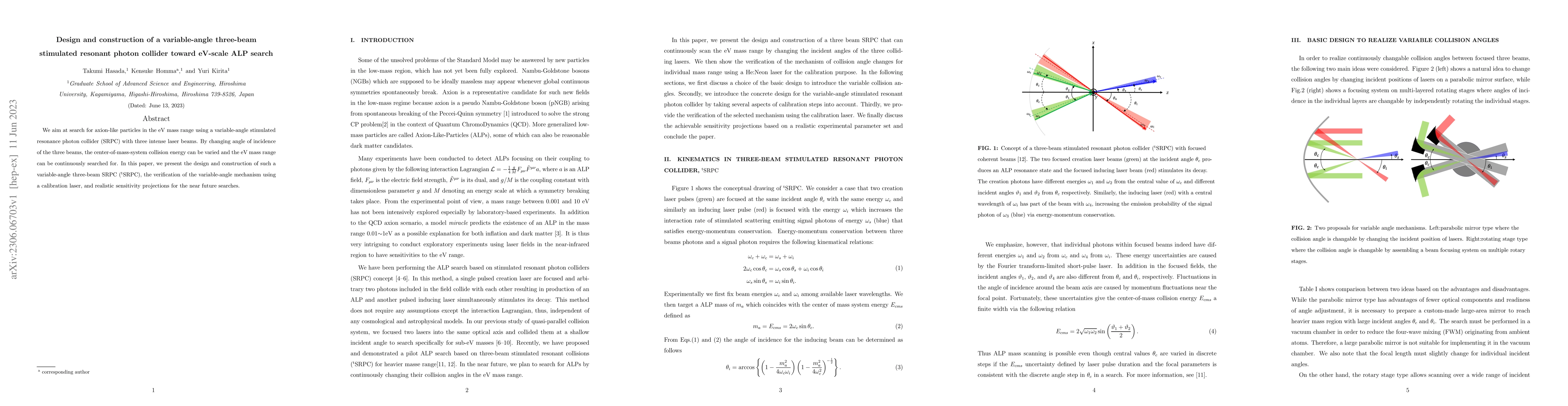 Thumbnail for Design and construction of a variable-angle three-beam stimulated
  resonant photon collider toward eV-scale ALP search