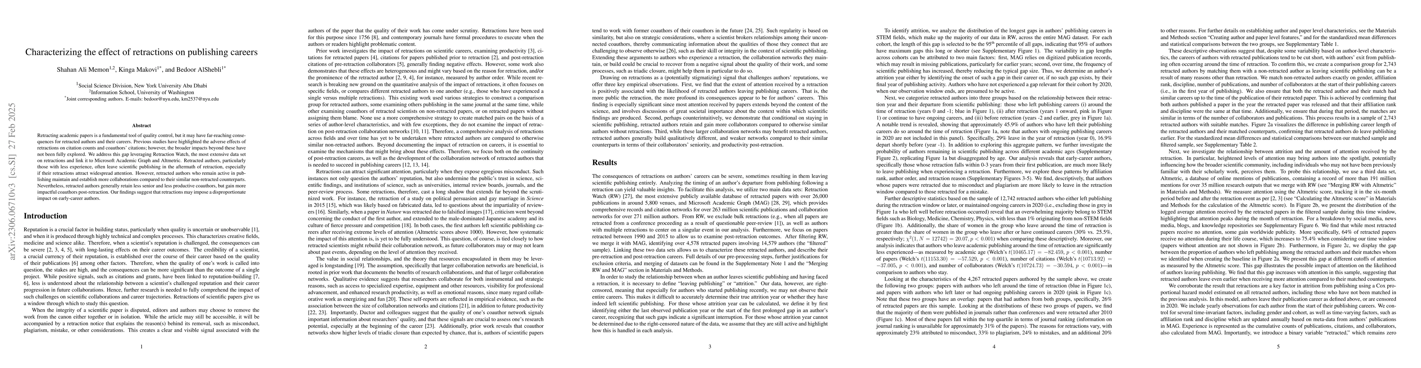 Thumbnail for Characterizing the effect of retractions on scientific careers