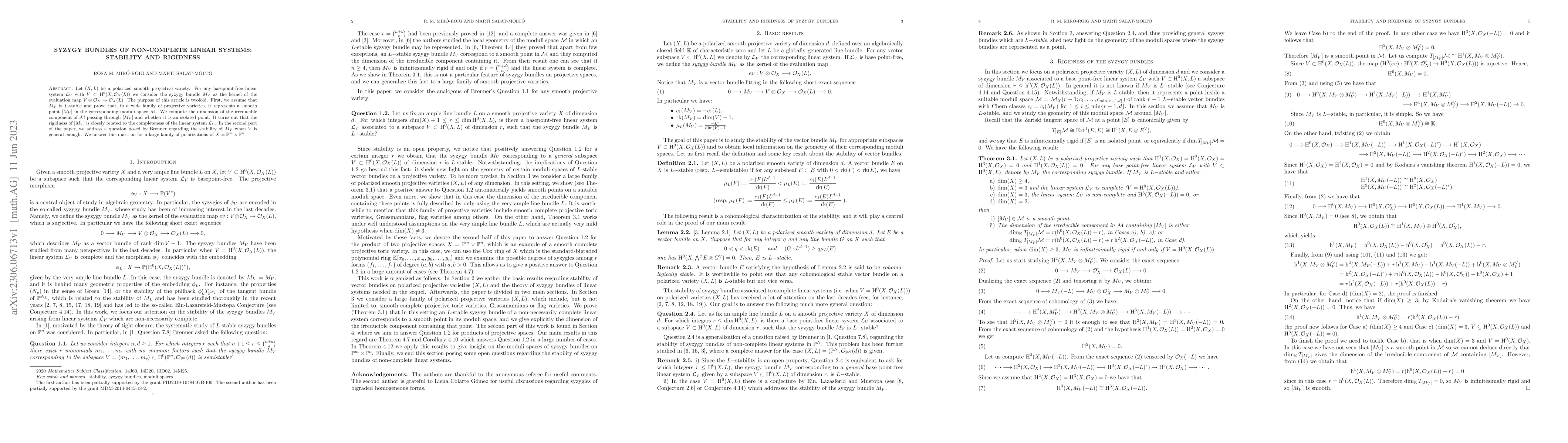 Thumbnail for Syzygy bundles of non-complete linear systems: stability and rigidness