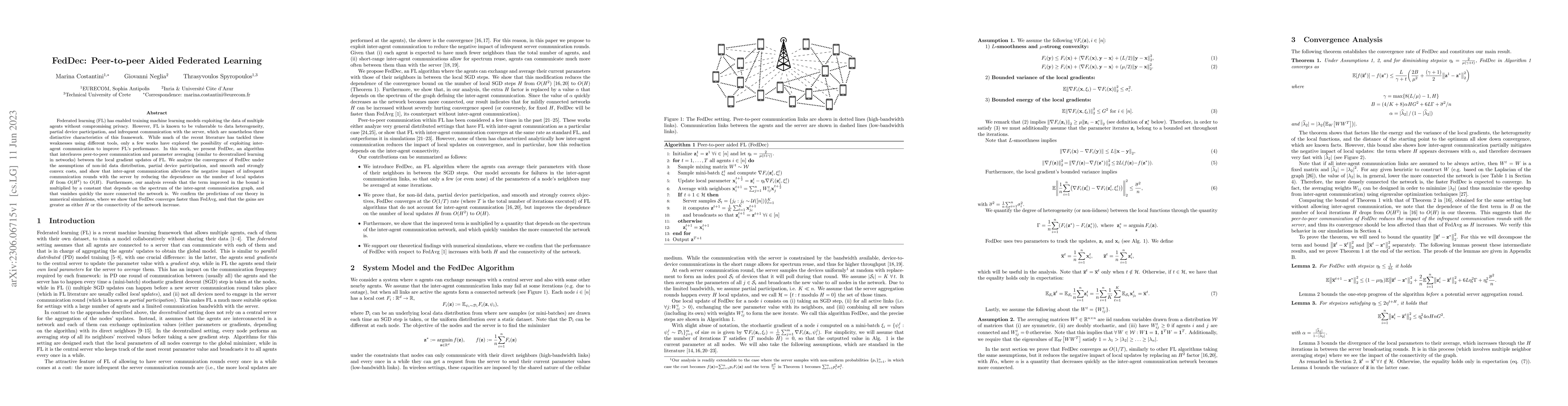 Thumbnail for FedDec: Peer-to-peer Aided Federated Learning