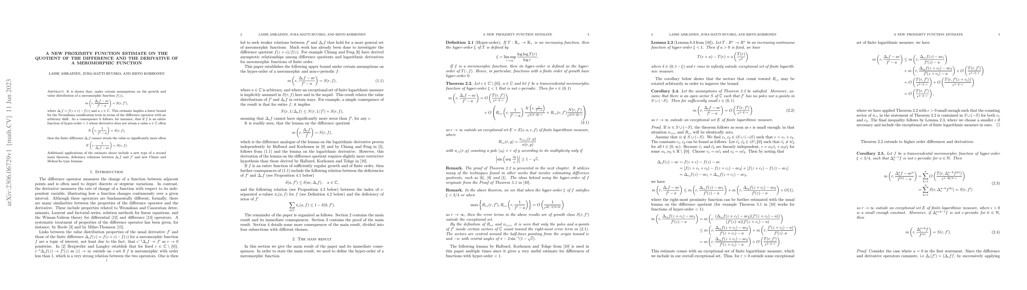 Thumbnail for A new proximity function estimate on the quotient of the difference and
  the derivative of a meromorphic function