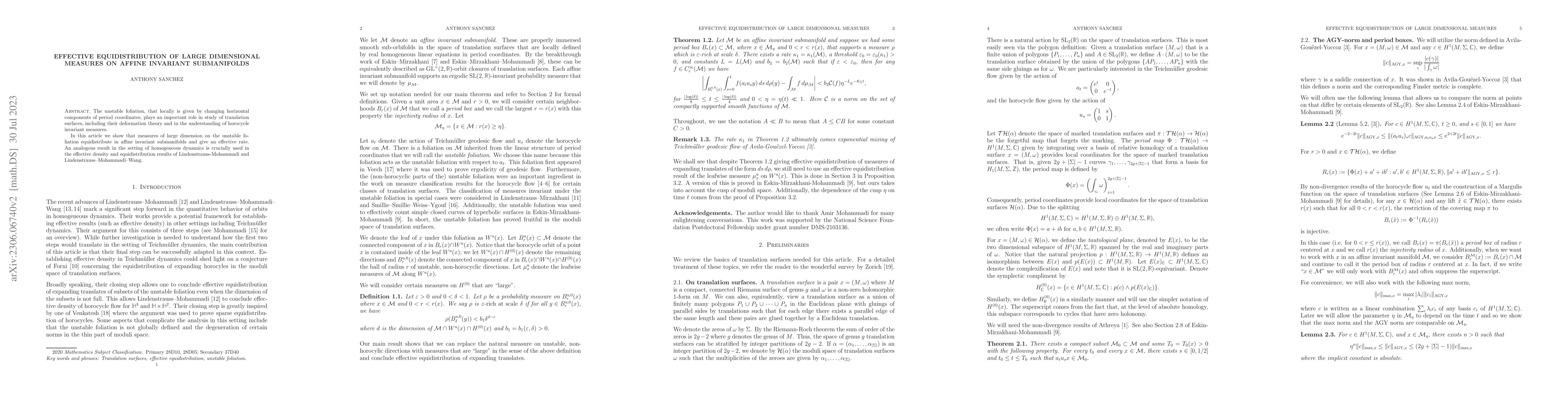 Thumbnail for Effective equidistribution of large dimensional measures on affine
  invariant submanifolds