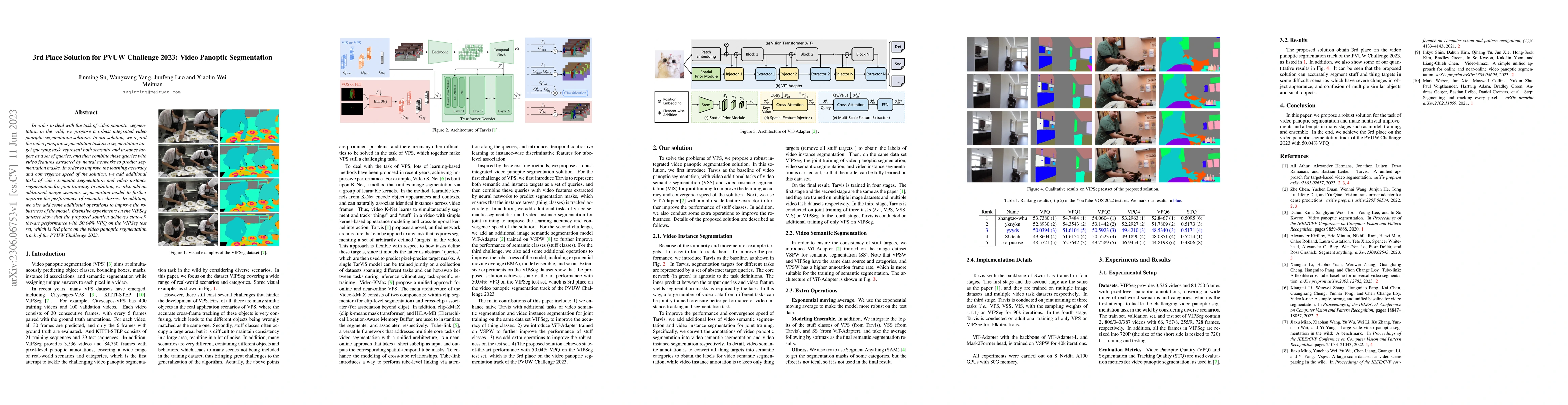 Thumbnail for 3rd Place Solution for PVUW Challenge 2023: Video Panoptic Segmentation