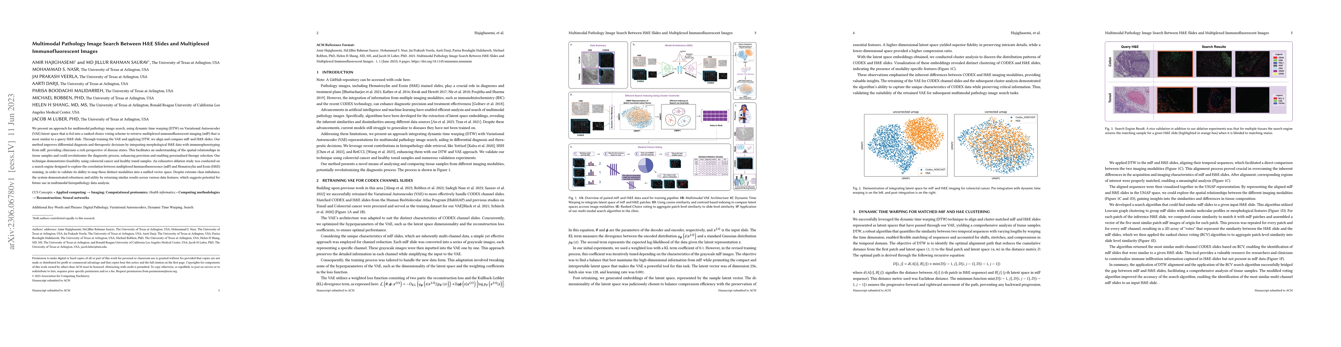 Thumbnail for Multimodal Pathology Image Search Between H&E Slides and Multiplexed
  Immunofluorescent Images