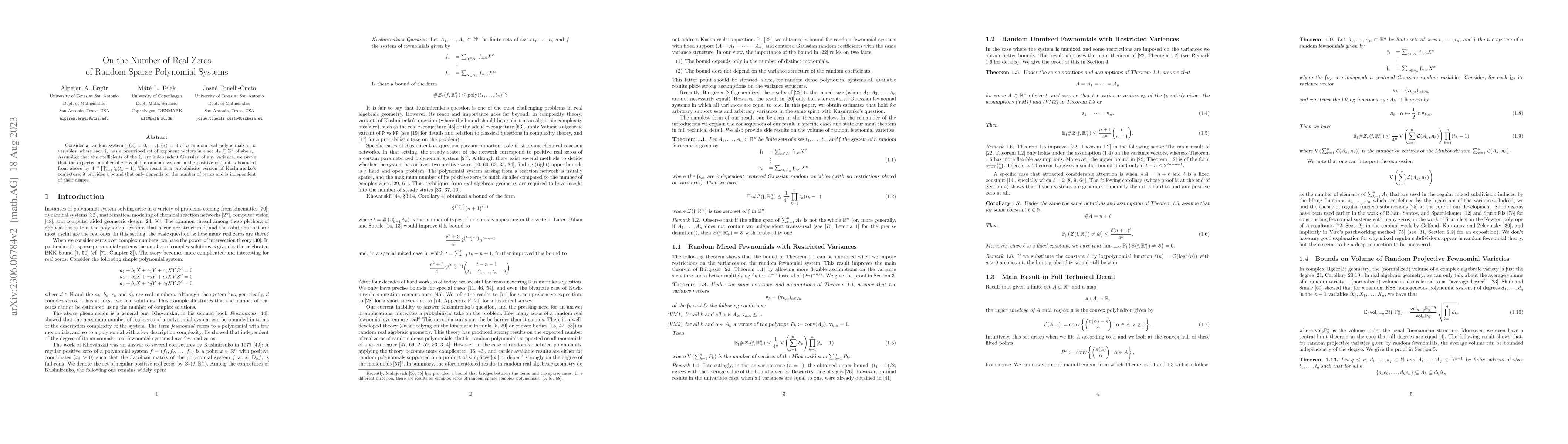 Thumbnail for On the Number of Real Zeros of Random Sparse Polynomial Systems