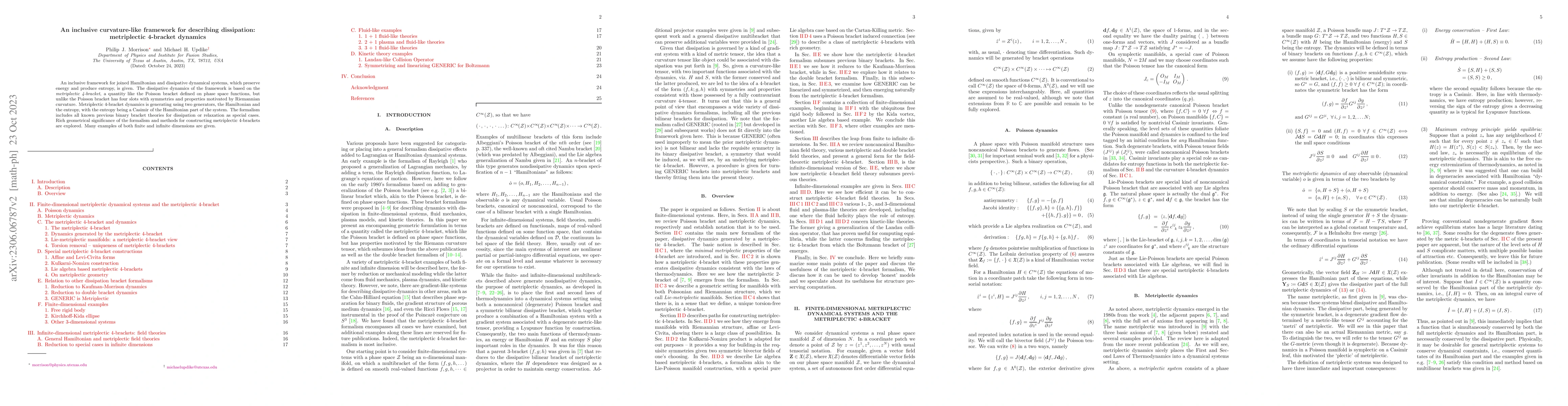 Thumbnail for An inclusive curvature-like framework for describing dissipation:
  metriplectic 4-bracket dynamics