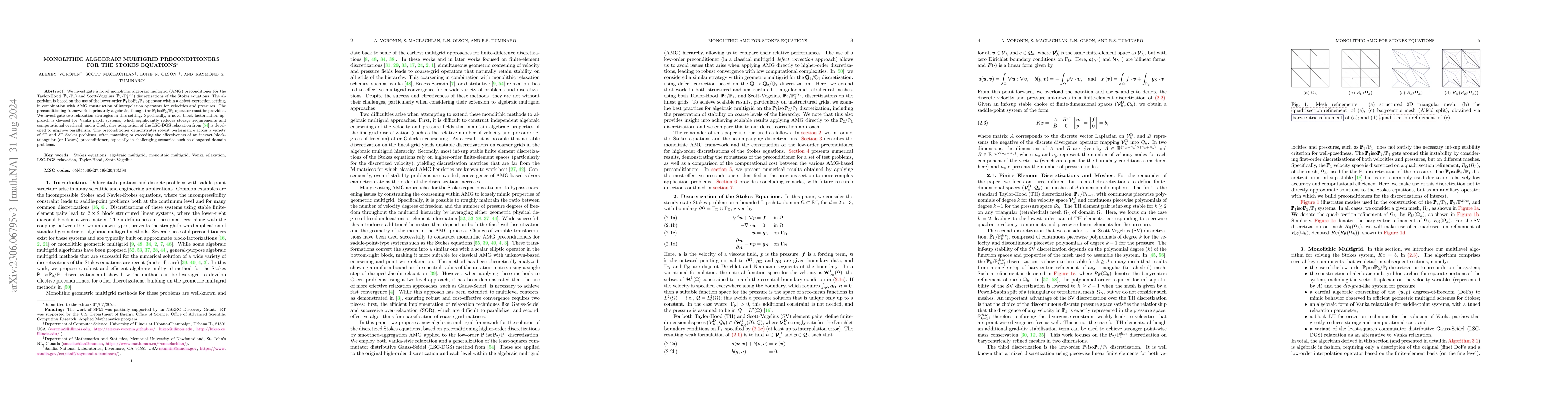 Thumbnail for Monolithic Algebraic Multigrid Preconditioners for the Stokes Equations
