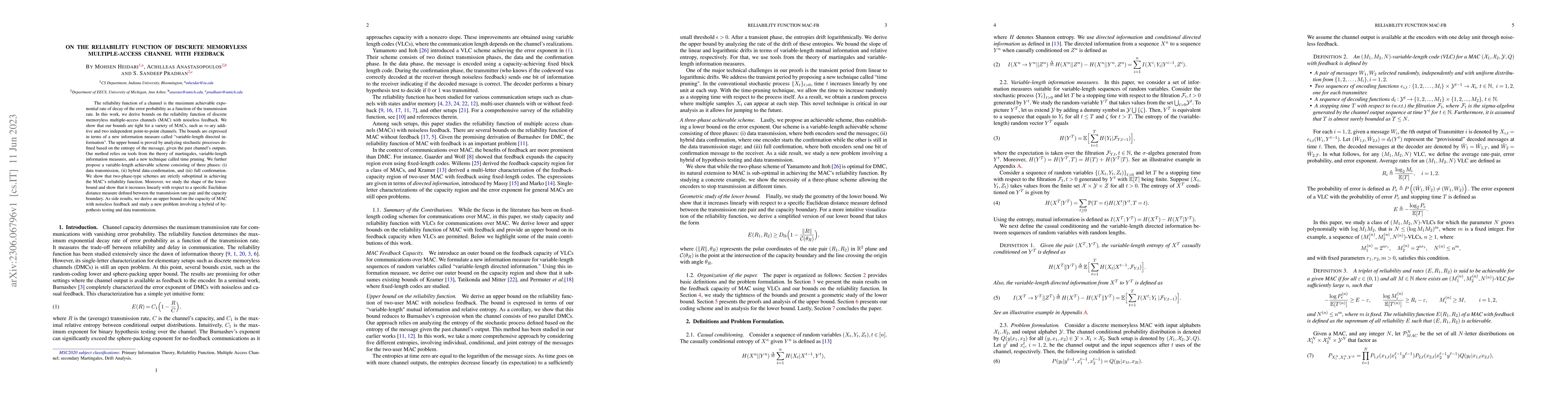 Thumbnail for On The Reliability Function of Discrete Memoryless Multiple-Access
  Channel with Feedback