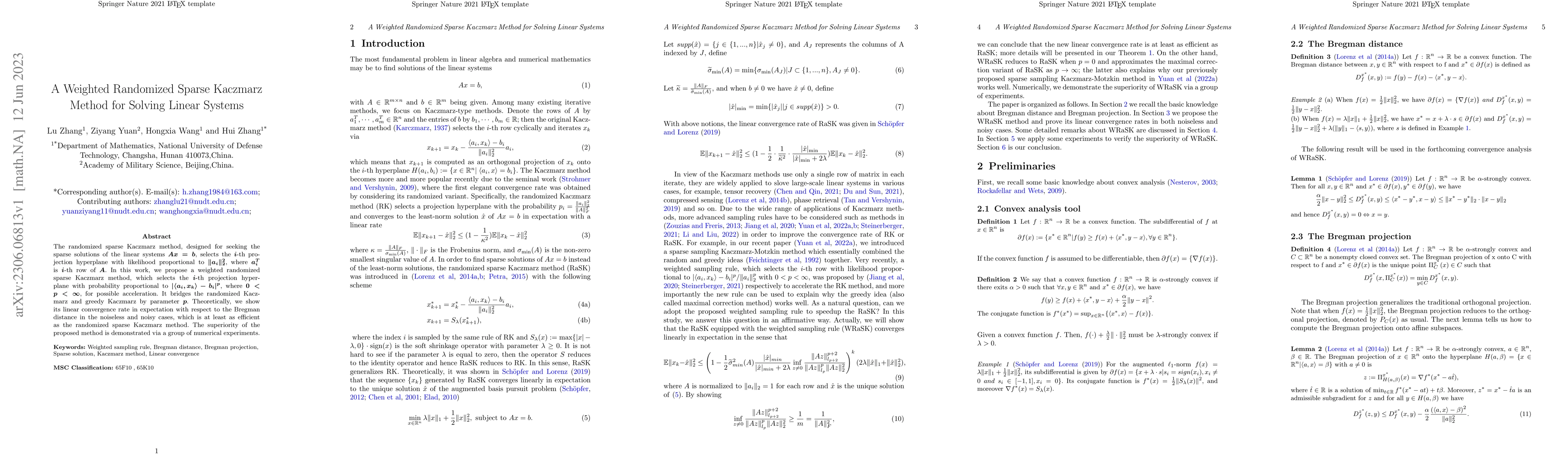Thumbnail for A Weighted Randomized Sparse Kaczmarz Method for Solving Linear Systems