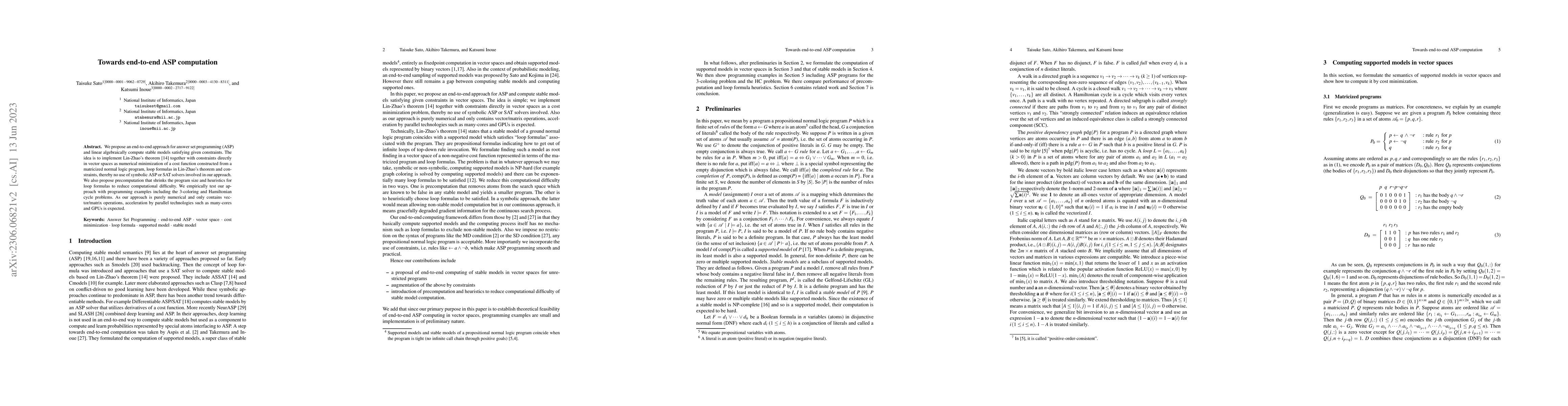 Thumbnail for Towards end-to-end ASP computation