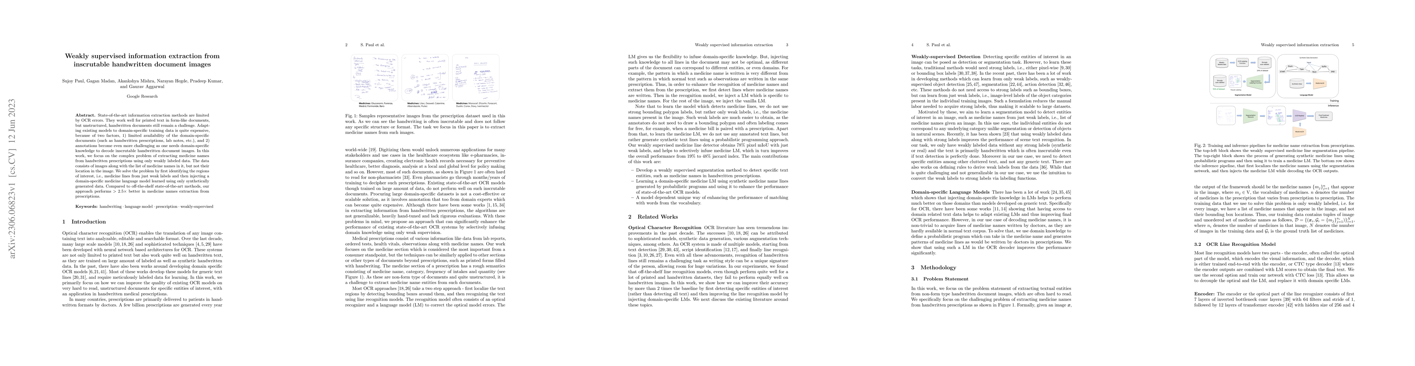 Thumbnail for Weakly supervised information extraction from inscrutable handwritten
  document images