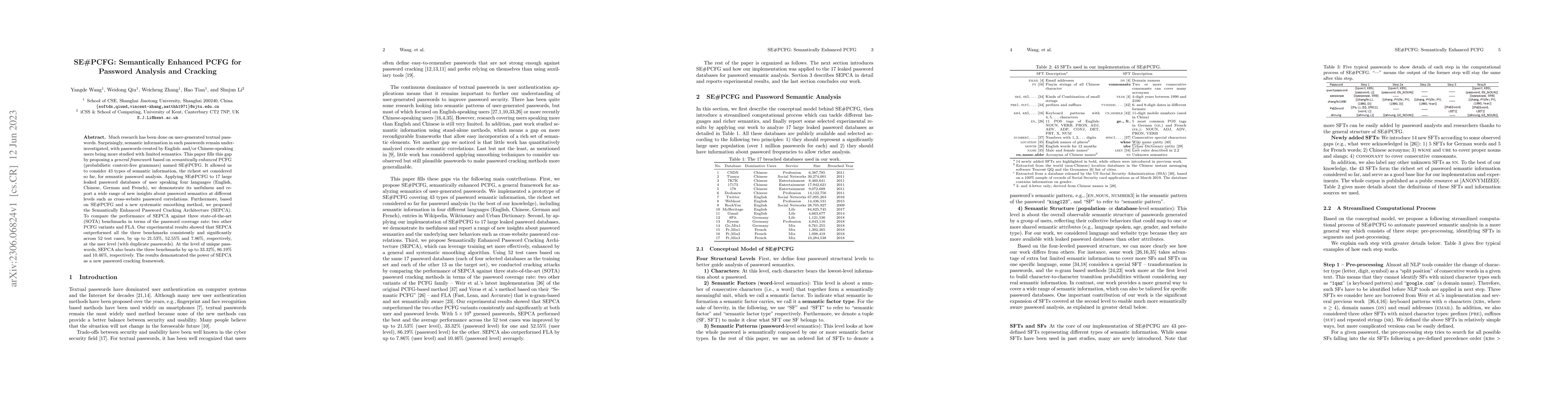 Thumbnail for SE#PCFG: Semantically Enhanced PCFG for Password Analysis and Cracking