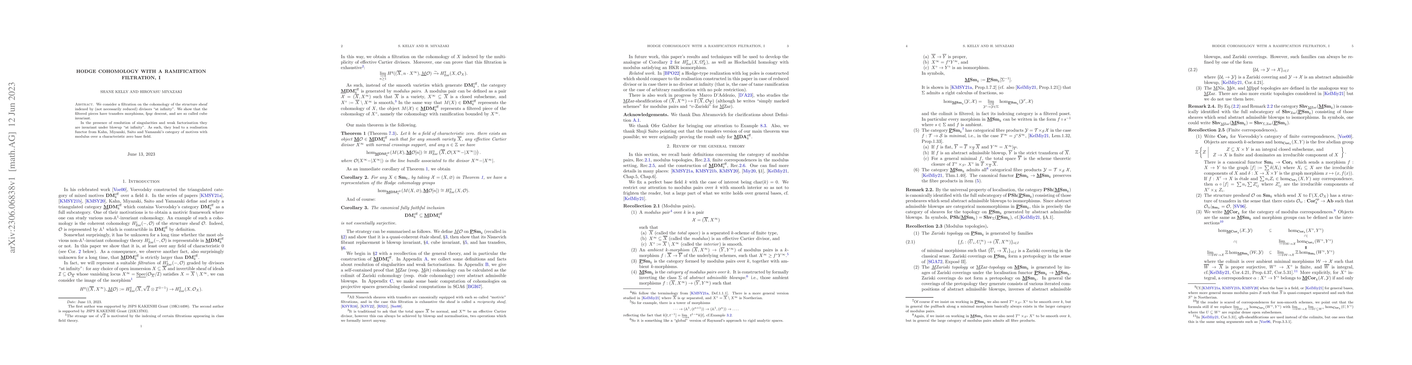 Thumbnail for Hodge cohomology with a ramification filtration, I