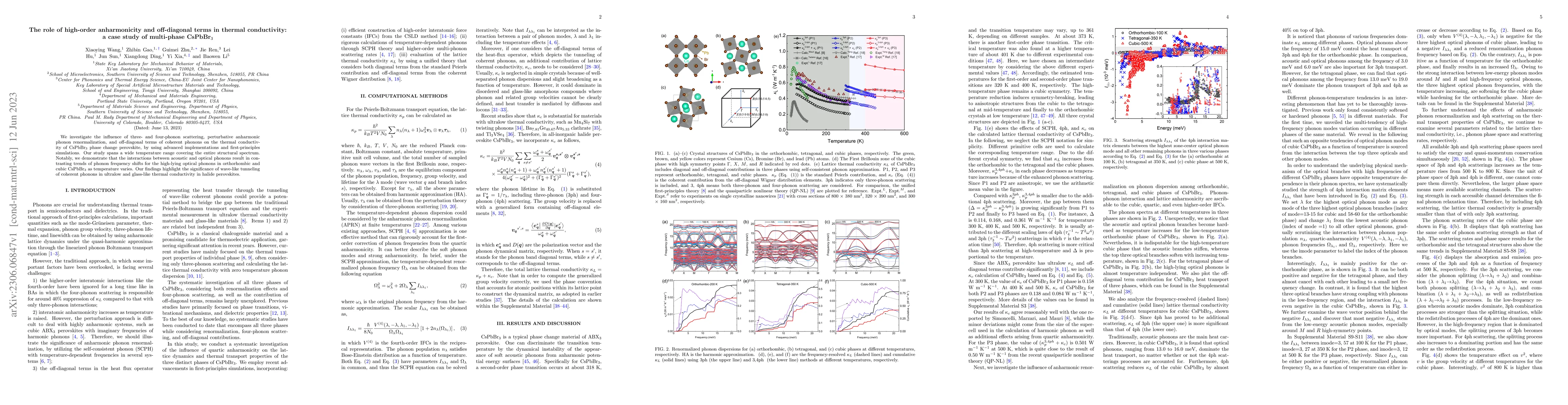 Thumbnail for The role of high-order anharmonicity and off-diagonal terms in thermal
  conductivity: a case study of multi-phase CsPbBr3