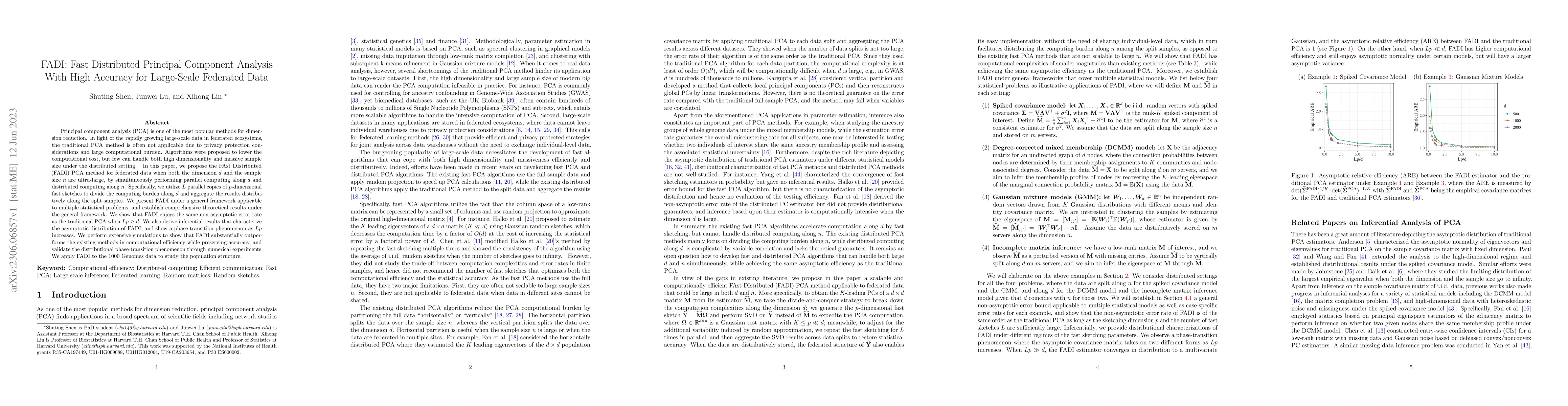 Thumbnail for FADI: Fast Distributed Principal Component Analysis With High Accuracy
  for Large-Scale Federated Data