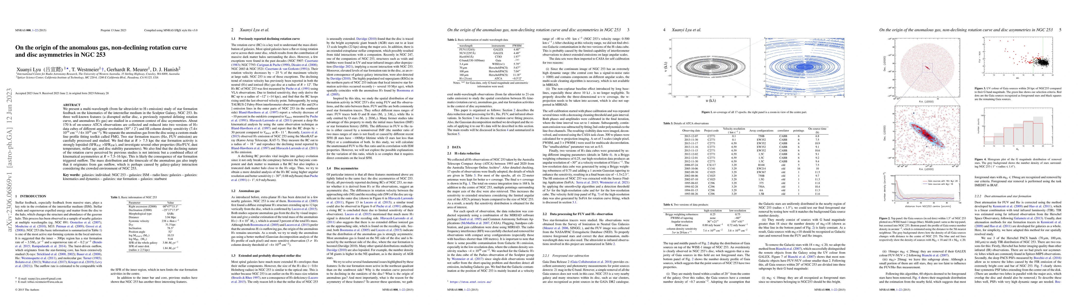 Thumbnail for On the origin of the anomalous gas, non-declining rotation curve and
  disc asymmetries in NGC253