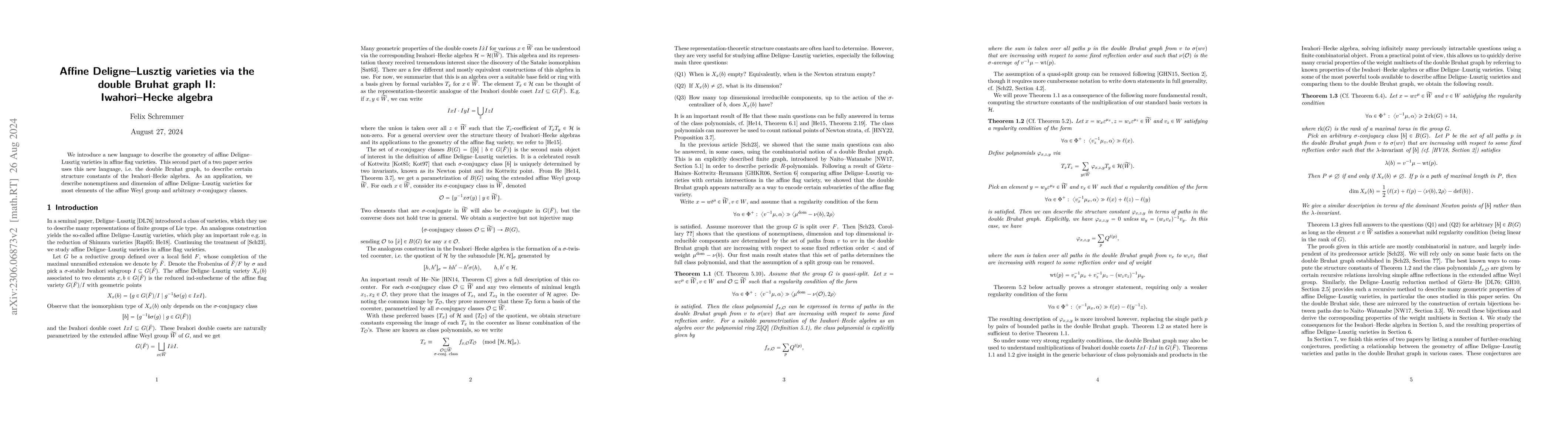 Thumbnail for Affine Deligne-Lusztig varieties via the double Bruhat graph II:
  Iwahori-Hecke algebra